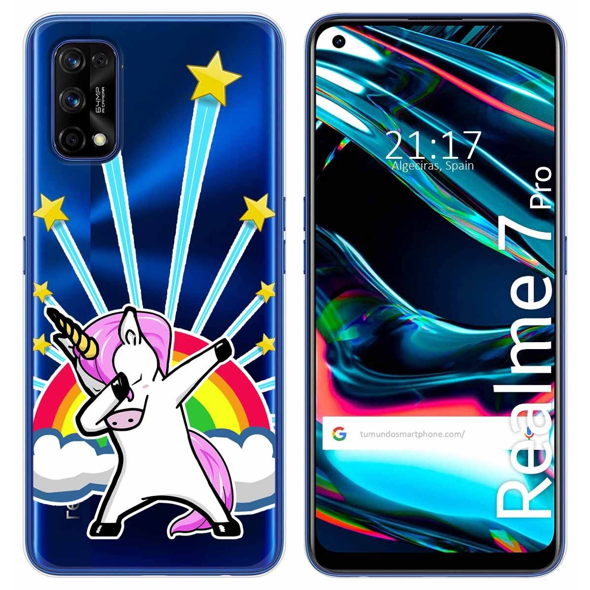 Funda Gel Transparente para Realme 7 Pro diseño Unicornio Dibujos