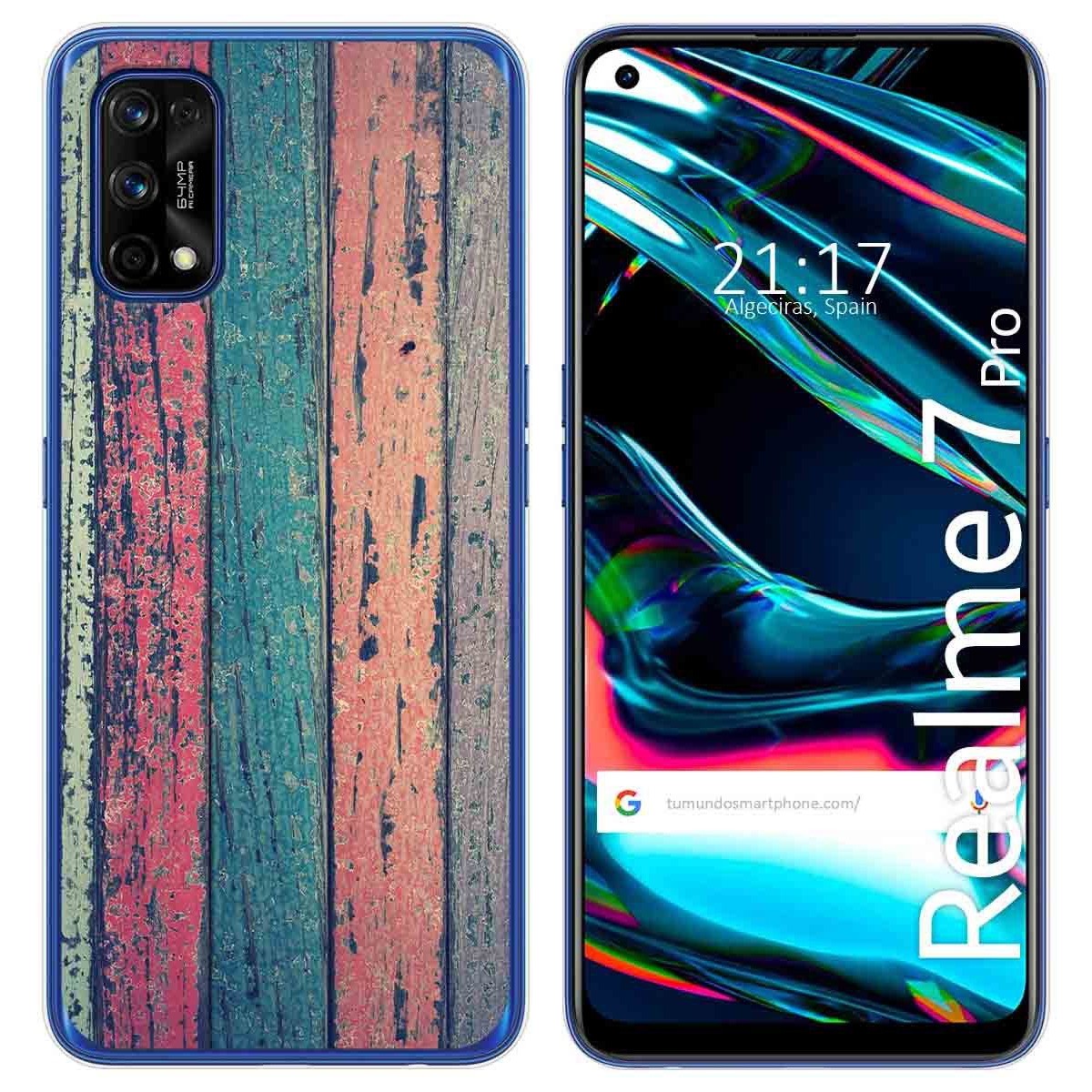 Funda Gel Tpu para Realme 7 Pro diseño Madera 10 Dibujos