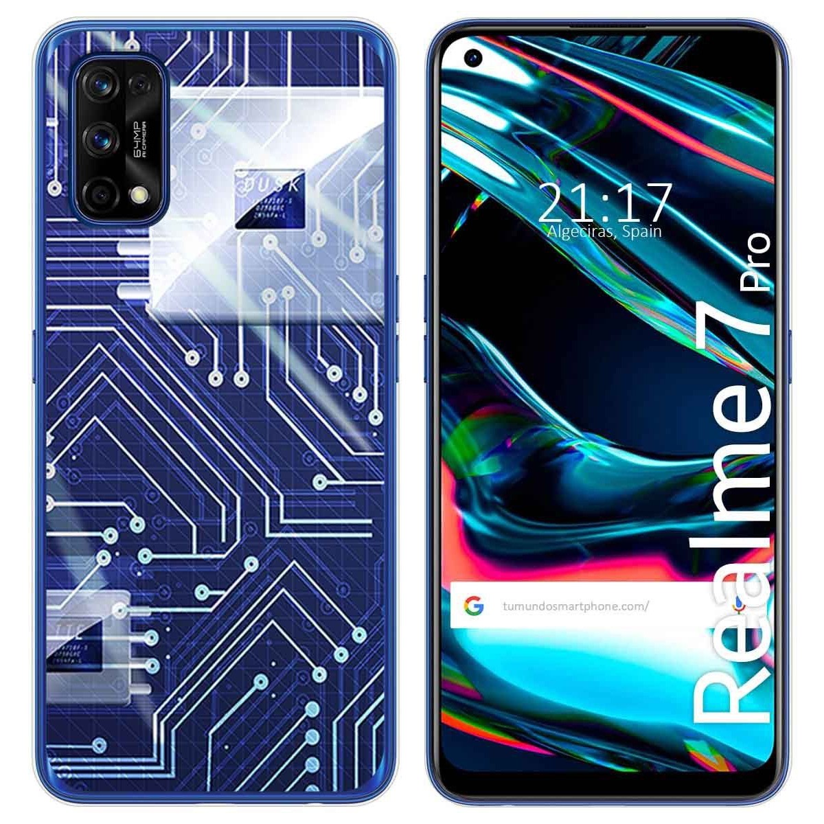 Funda Gel Tpu para Realme 7 Pro diseño Circuito Dibujos