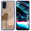 Funda Gel Tpu para Realme 7 Pro diseño Corazones Madera Dibujos