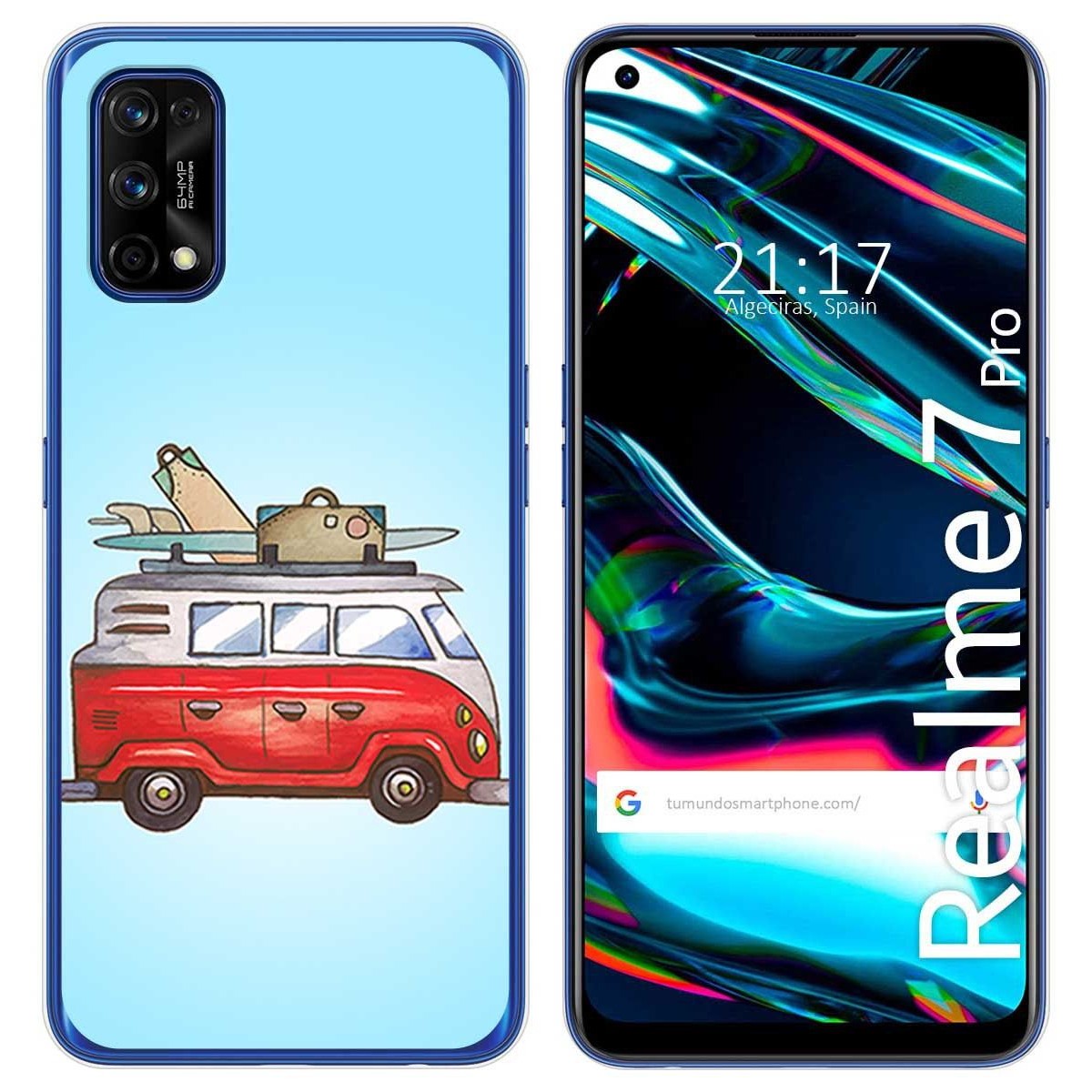 Funda Gel Tpu para Realme 7 Pro diseño Furgoneta Dibujos
