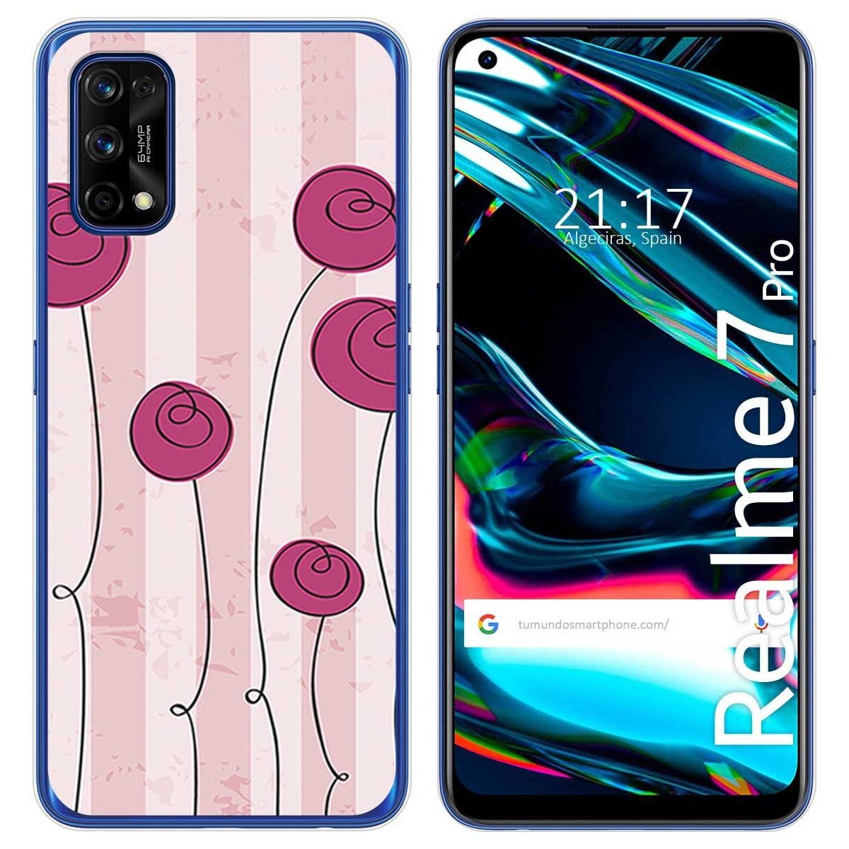 Funda Gel Tpu para Realme 7 Pro diseño Flores Vintage Dibujos