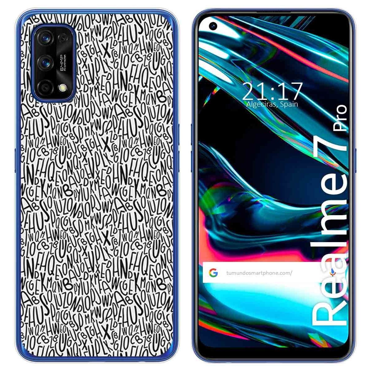 Funda Gel Tpu para Realme 7 Pro diseño Letras Dibujos