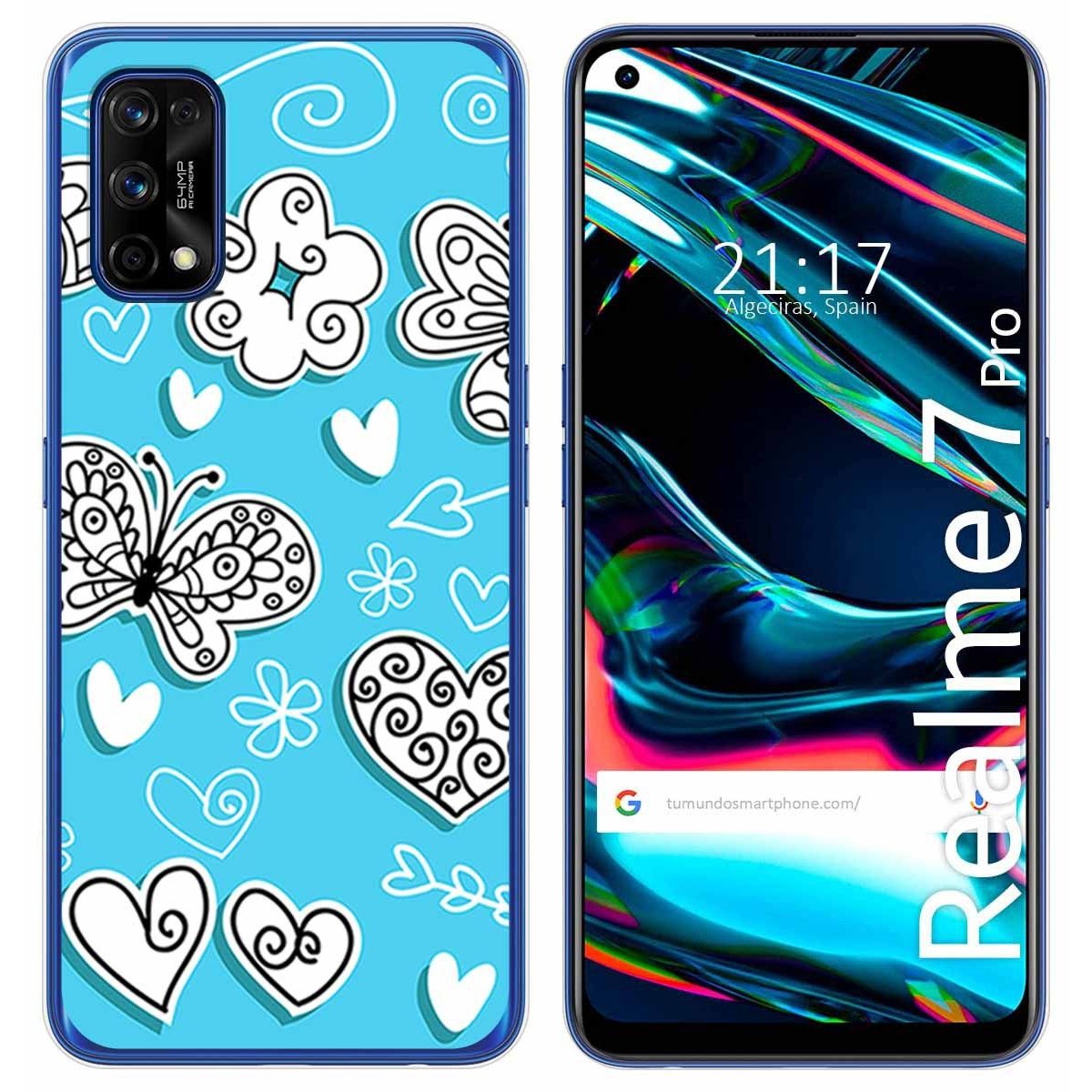 Funda Gel Tpu para Realme 7 Pro diseño Mariposas Dibujos