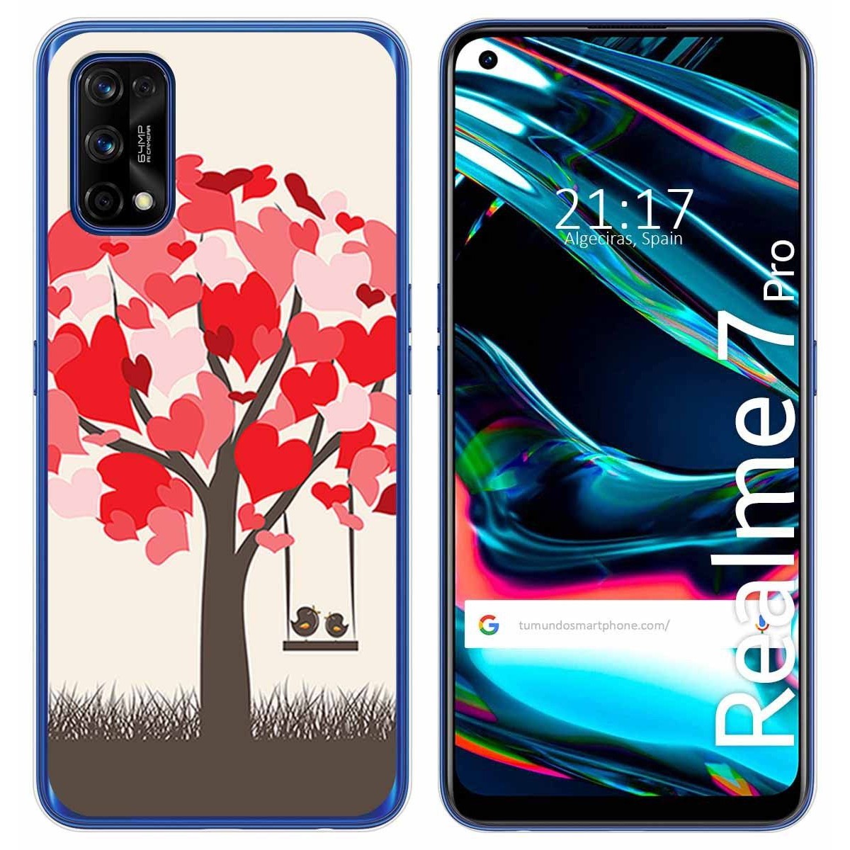 Funda Gel Tpu para Realme 7 Pro diseño Pajaritos Dibujos