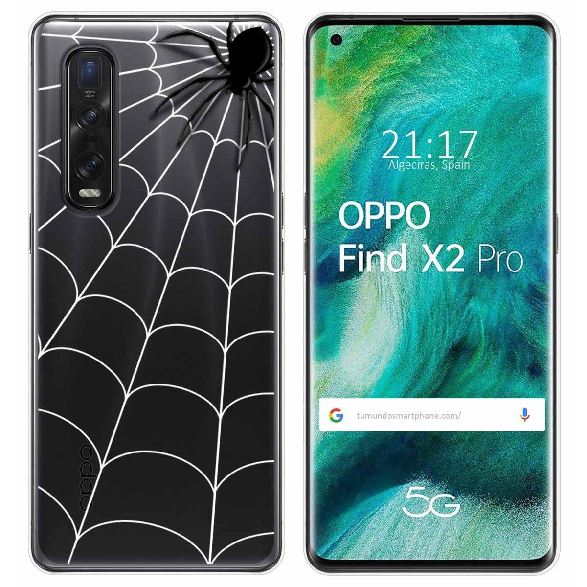 Funda Gel Transparente para Oppo Find X2 Pro diseño Araña Dibujos
