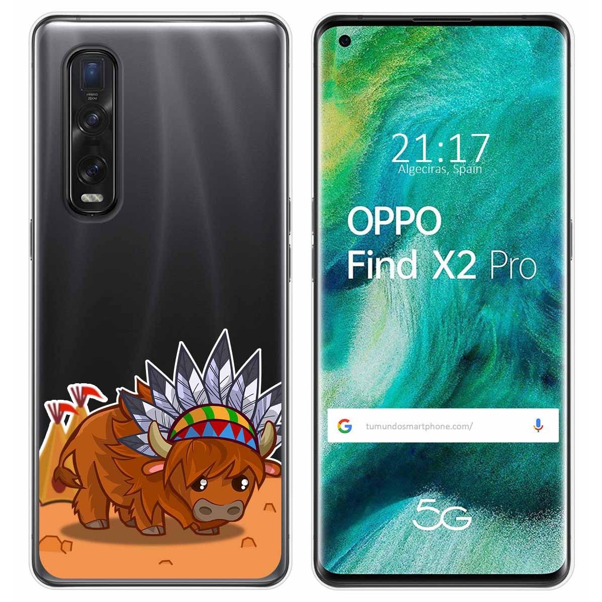 Funda Gel Transparente para Oppo Find X2 Pro diseño Bufalo Dibujos