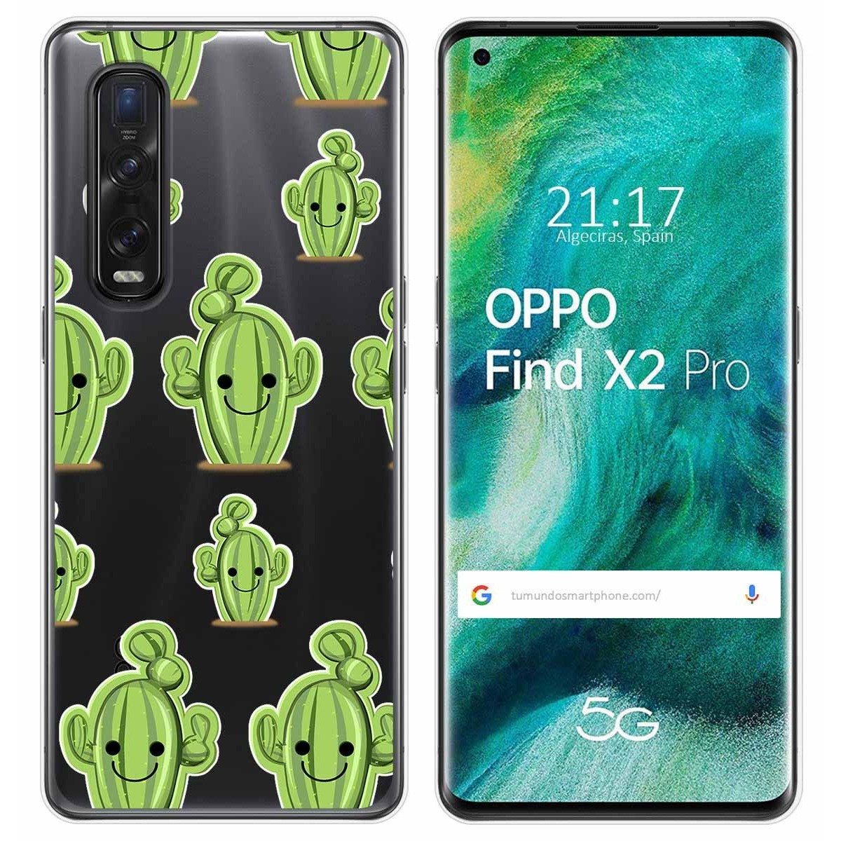 Funda Gel Transparente para Oppo Find X2 Pro diseño Cactus Dibujos