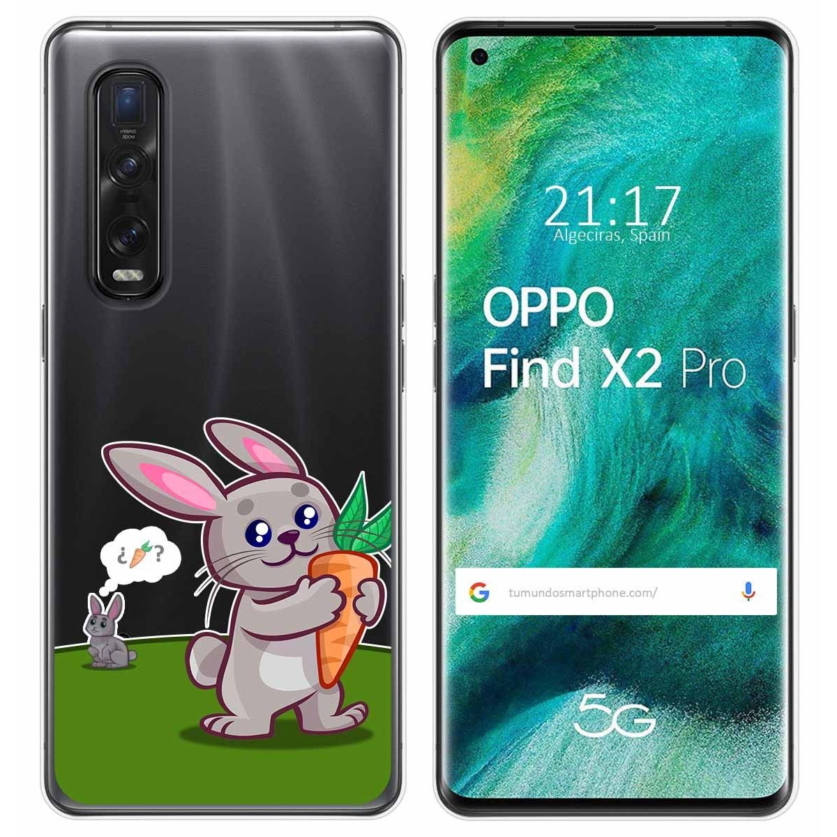 Funda Gel Transparente para Oppo Find X2 Pro diseño Conejo Dibujos