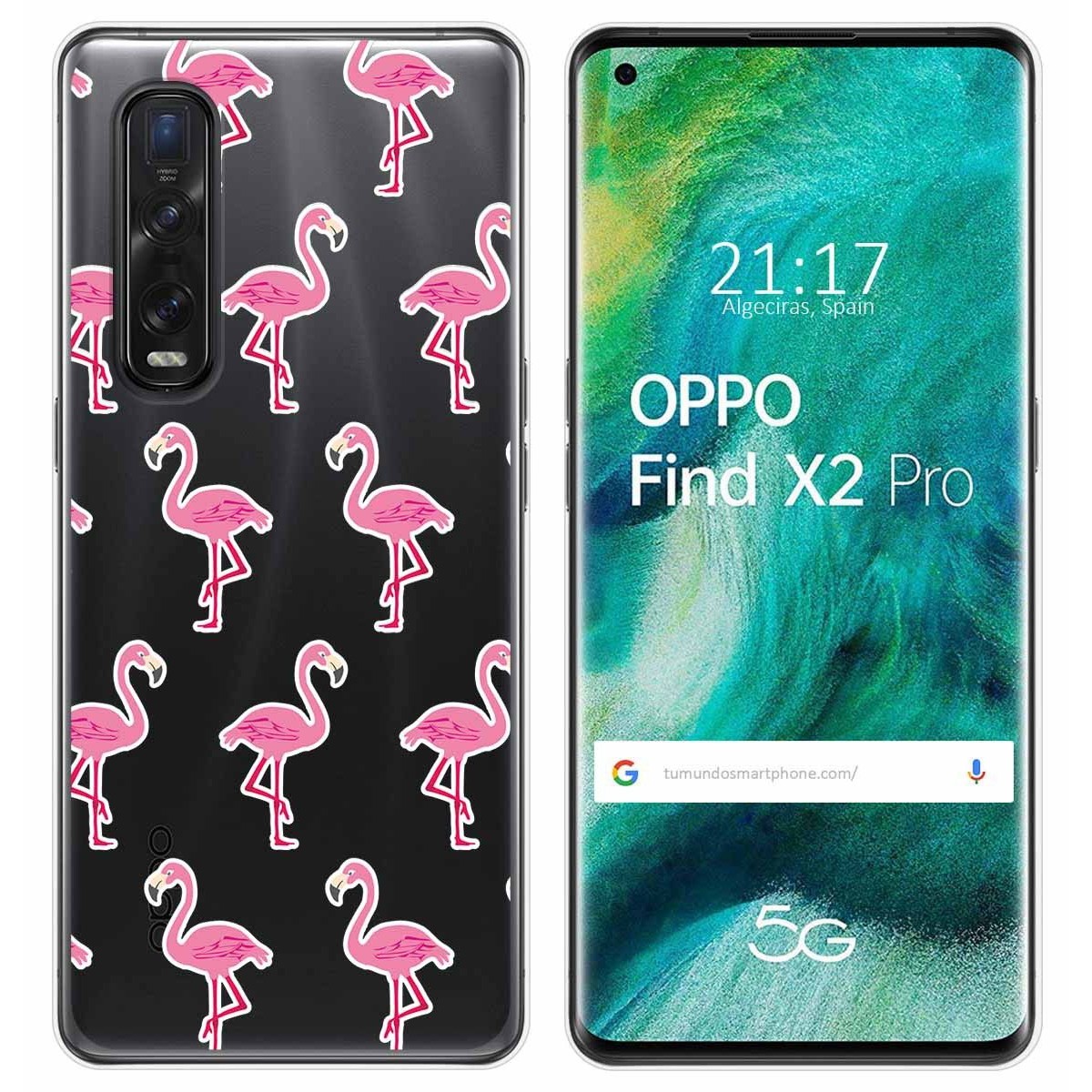 Funda Gel Transparente para Oppo Find X2 Pro diseño Flamenco Dibujos