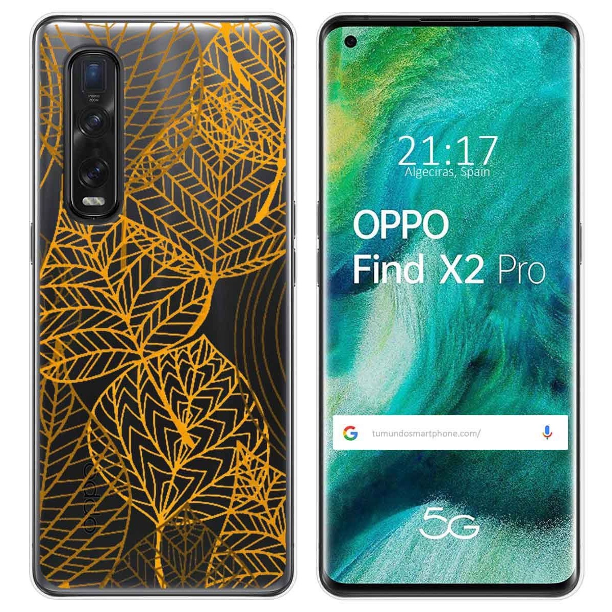 Funda Gel Transparente para Oppo Find X2 Pro diseño Hojas Dibujos
