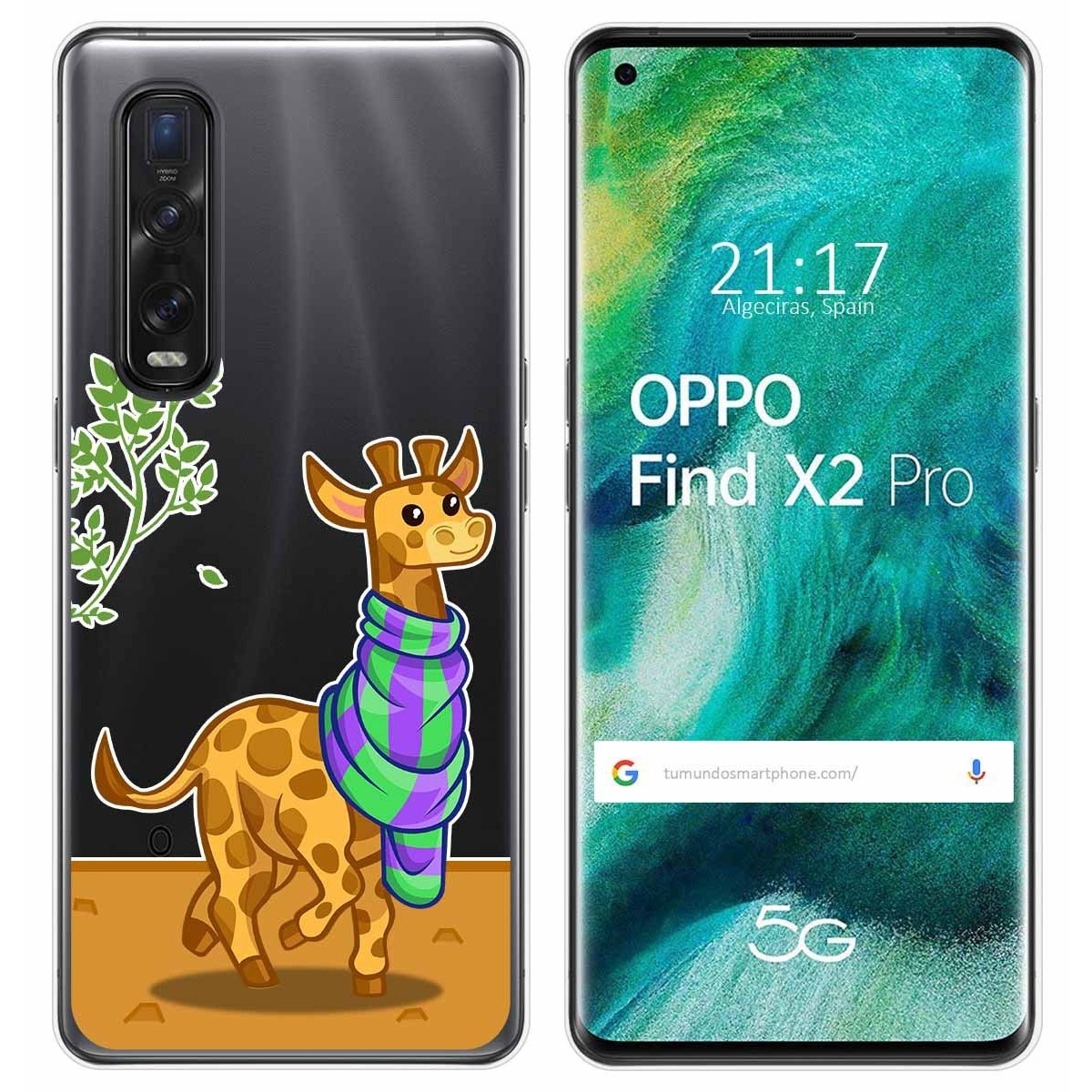 Funda Gel Transparente para Oppo Find X2 Pro diseño Jirafa Dibujos