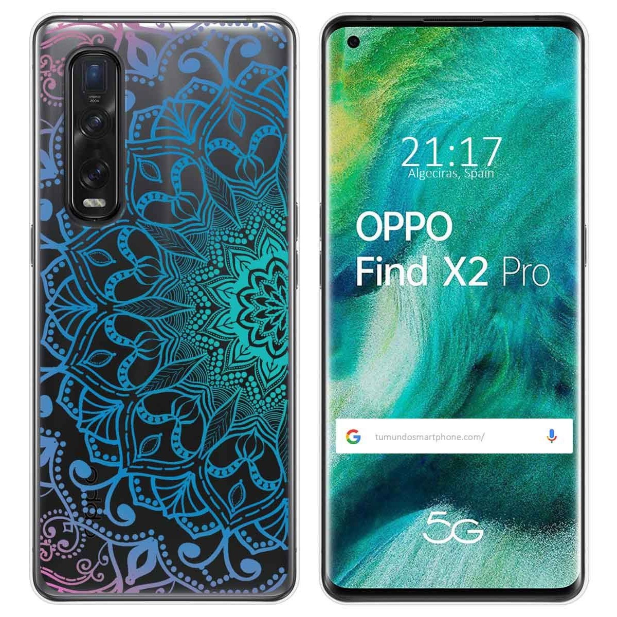Funda Gel Transparente para Oppo Find X2 Pro diseño Mandala Dibujos