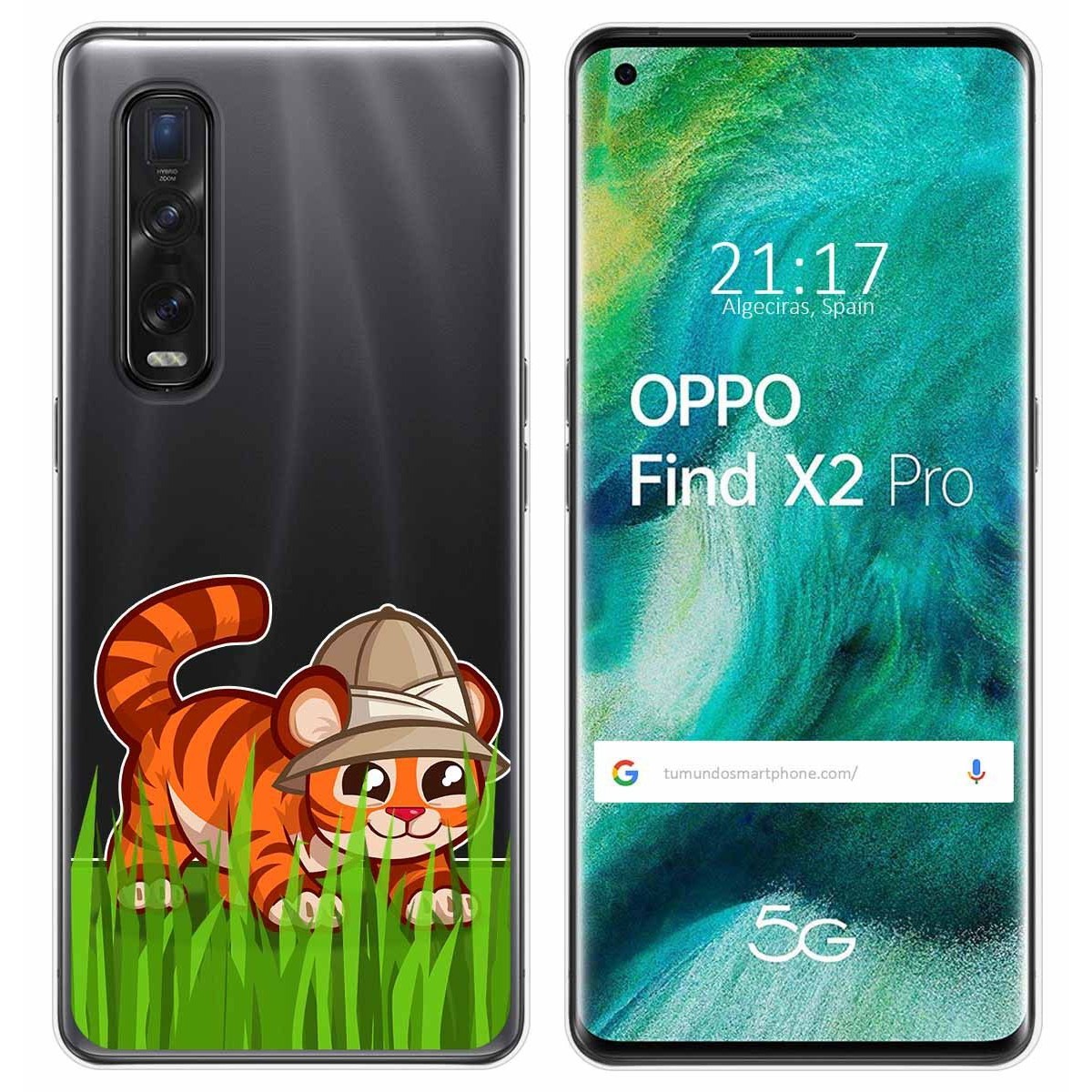 Funda Gel Transparente para Oppo Find X2 Pro diseño Tigre Dibujos