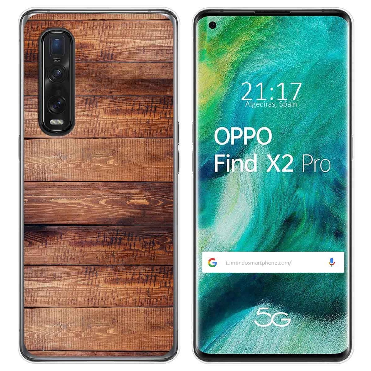 Funda Gel Tpu para Oppo Find X2 Pro diseño Madera 02 Dibujos