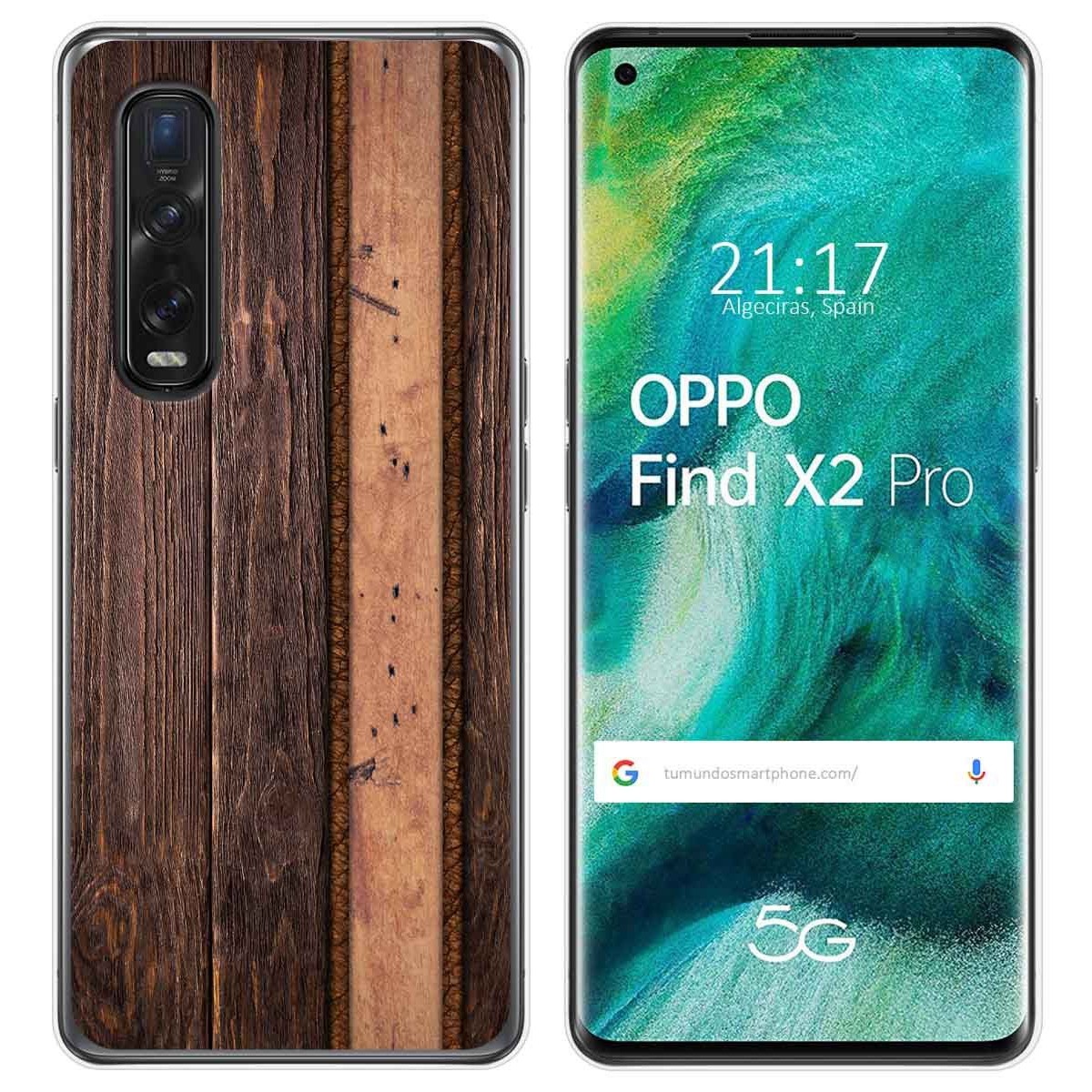 Funda Gel Tpu para Oppo Find X2 Pro diseño Madera 05 Dibujos