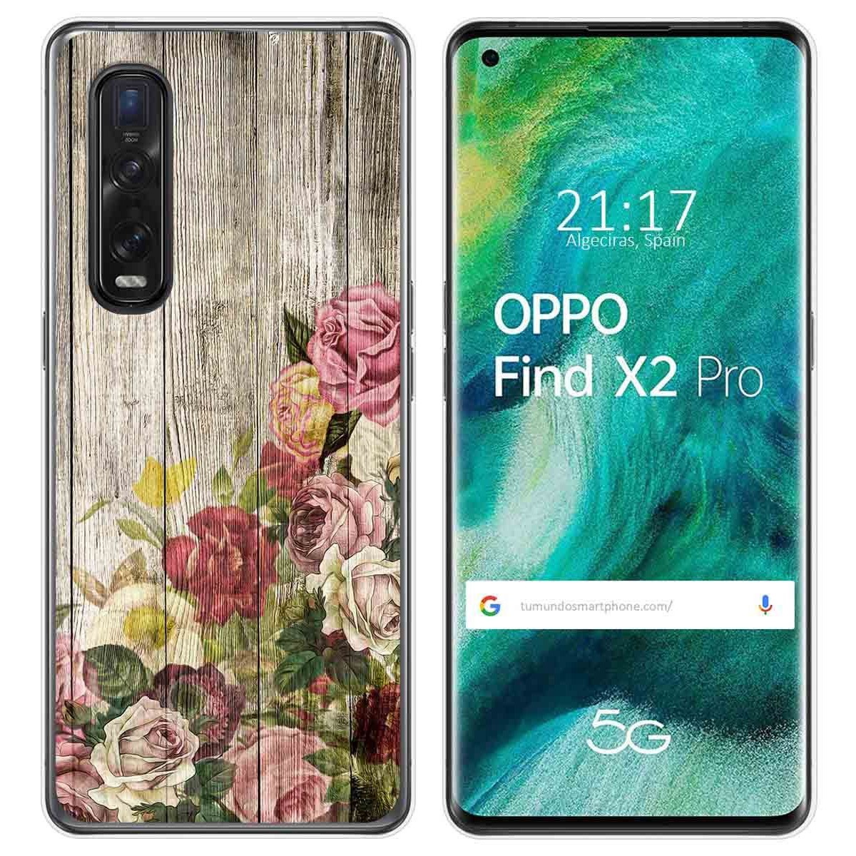 Funda Gel Tpu para Oppo Find X2 Pro diseño Madera 08 Dibujos