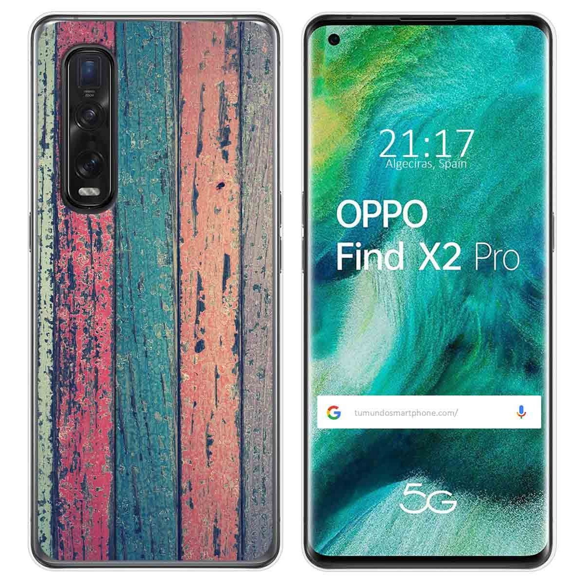 Funda Gel Tpu para Oppo Find X2 Pro diseño Madera 10 Dibujos