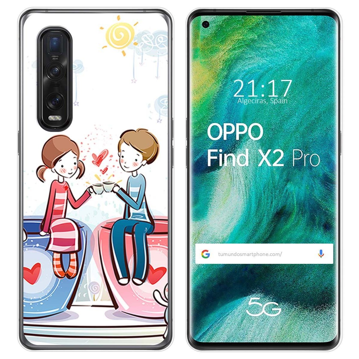 Funda Gel Tpu para Oppo Find X2 Pro diseño Café Dibujos