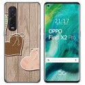 Funda Gel Tpu para Oppo Find X2 Pro diseño Corazones Madera Dibujos