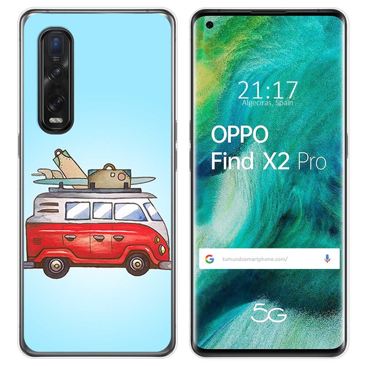 Funda Gel Tpu para Oppo Find X2 Pro diseño Furgoneta Dibujos