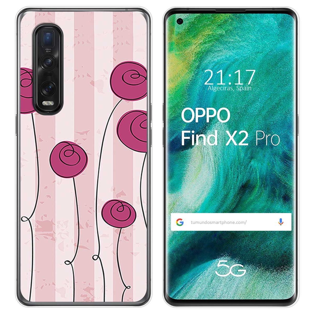 Funda Gel Tpu para Oppo Find X2 Pro diseño Flores Vintage Dibujos
