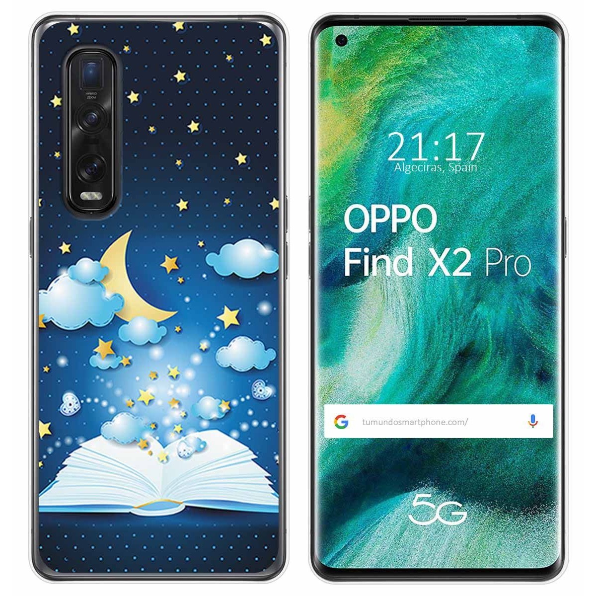 Funda Gel Tpu para Oppo Find X2 Pro diseño Libro Cuentos Dibujos