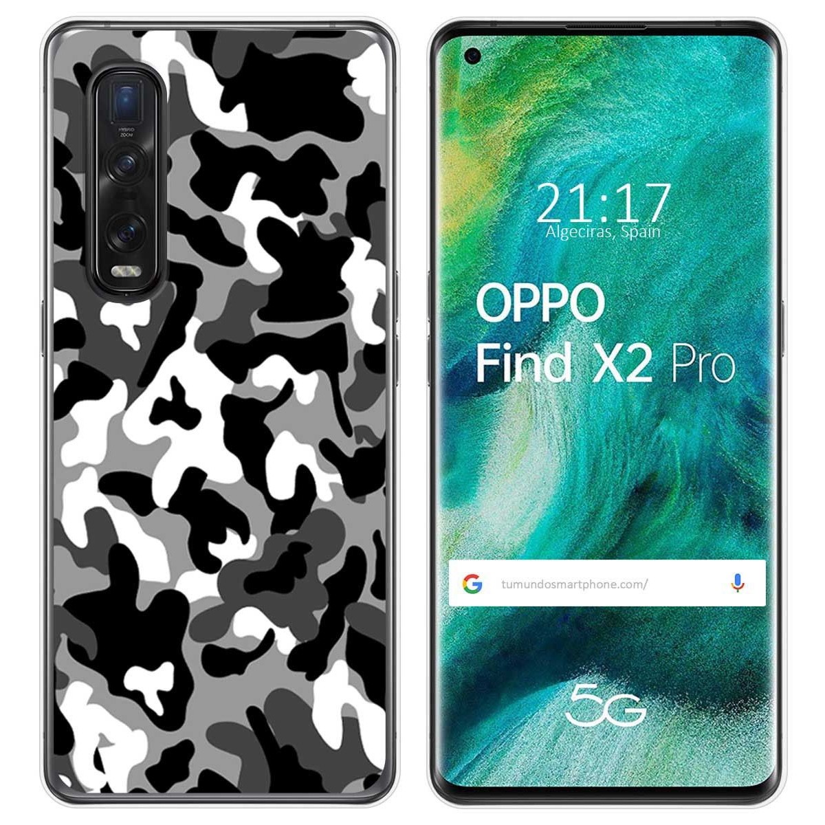 Funda Gel Tpu para Oppo Find X2 Pro diseño Snow Camuflaje Dibujos