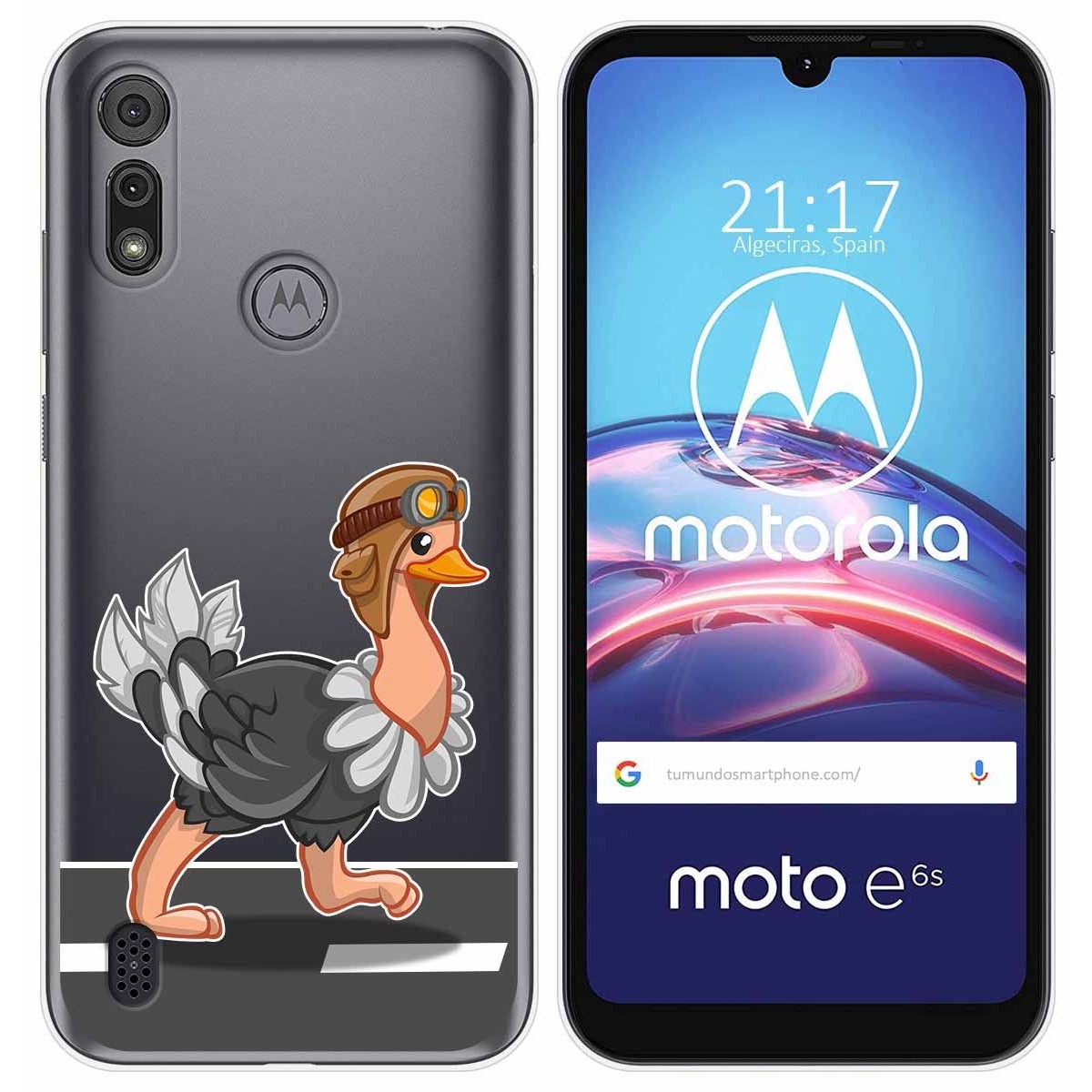Funda Gel Transparente para Motorola Moto e6s diseño Avestruz Dibujos