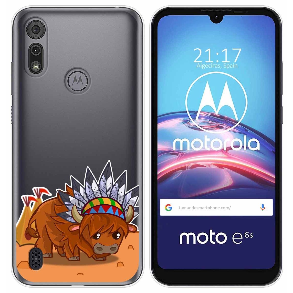 Funda Gel Transparente para Motorola Moto e6s diseño Bufalo Dibujos