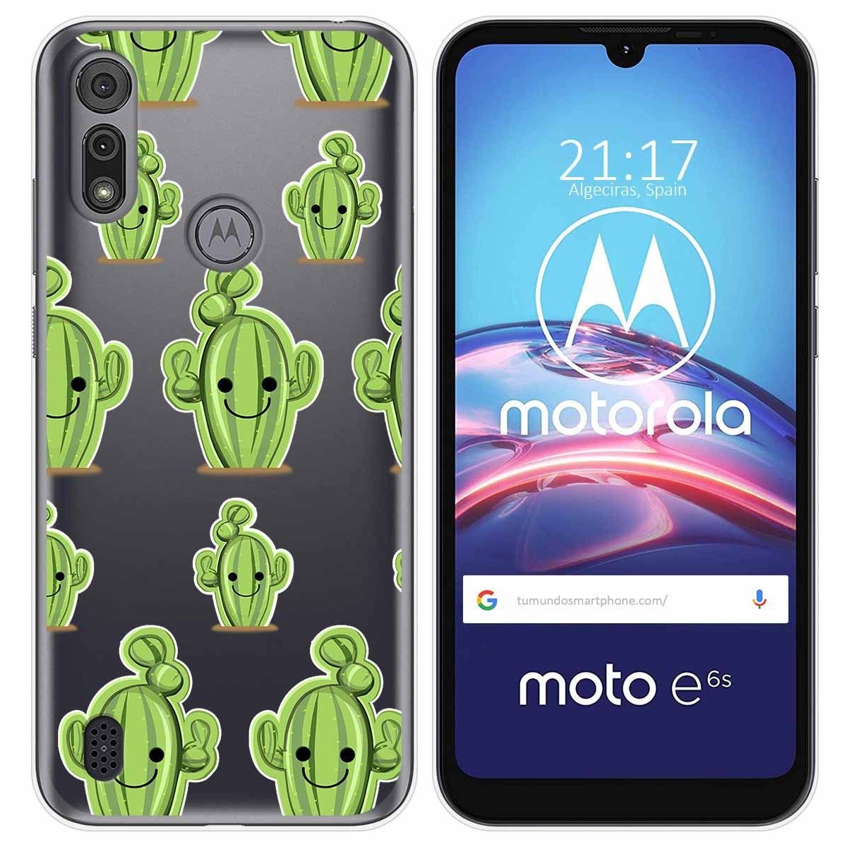 Funda Gel Transparente para Motorola Moto e6s diseño Cactus Dibujos