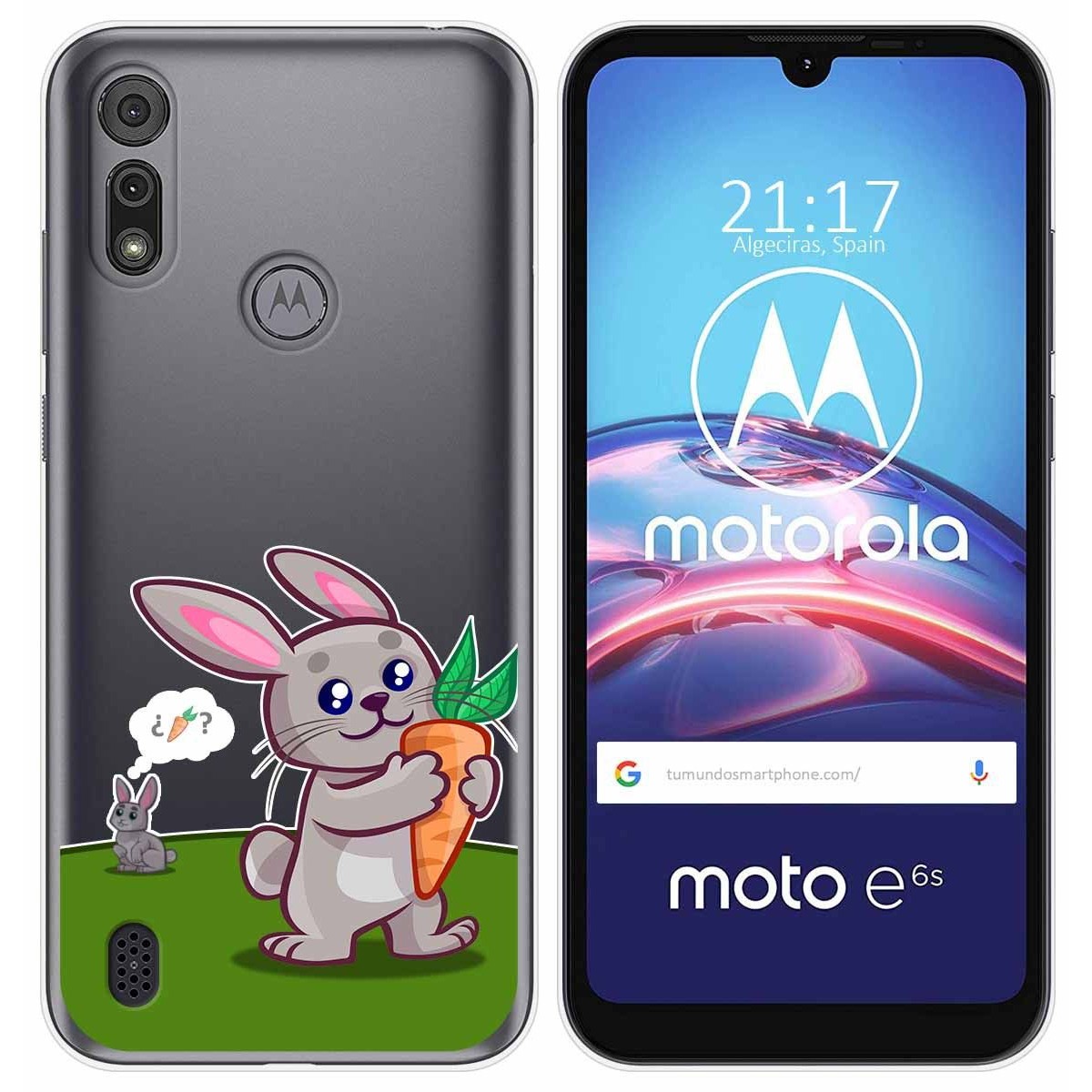 Funda Gel Transparente para Motorola Moto e6s diseño Conejo Dibujos