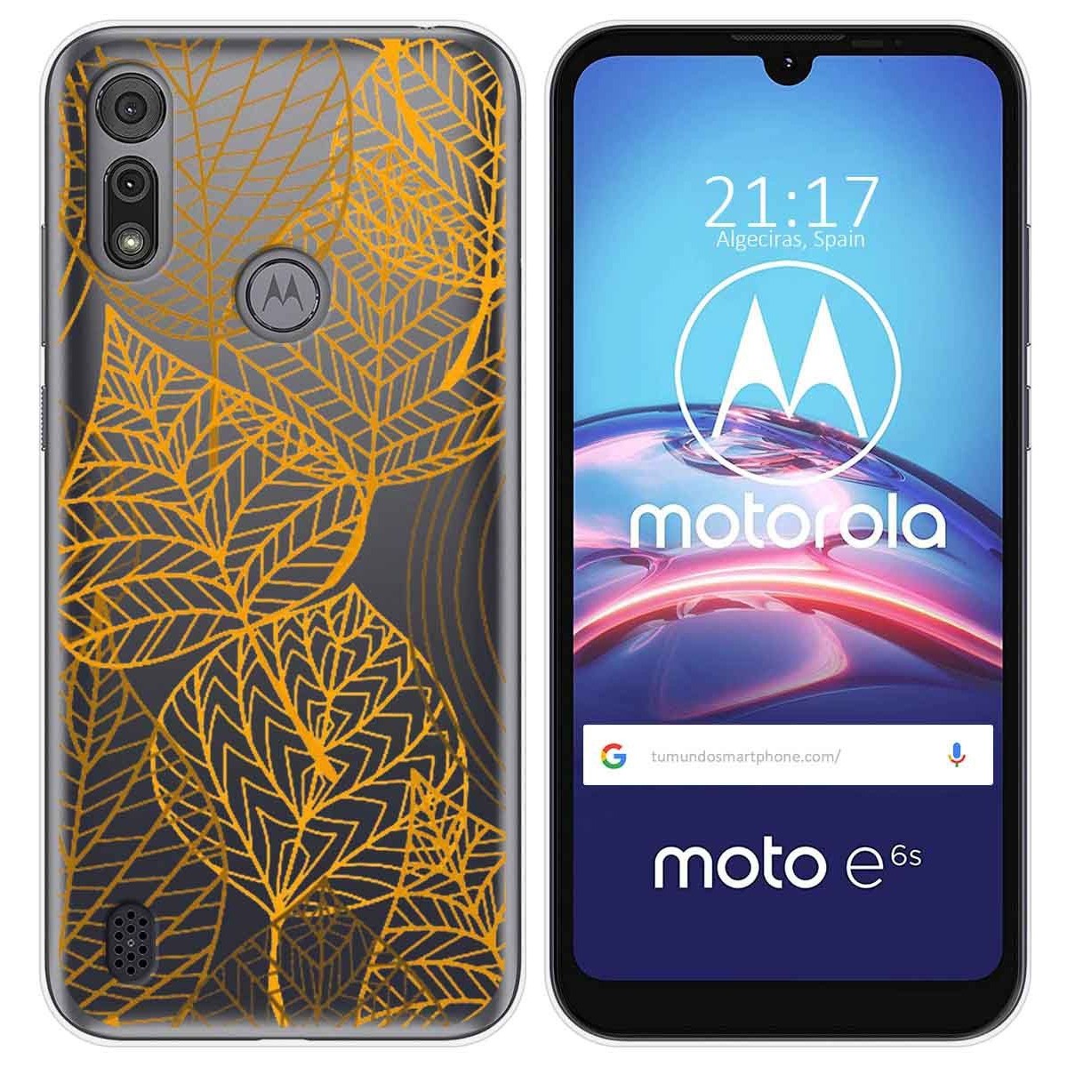 Funda Gel Transparente para Motorola Moto e6s diseño Hojas Dibujos