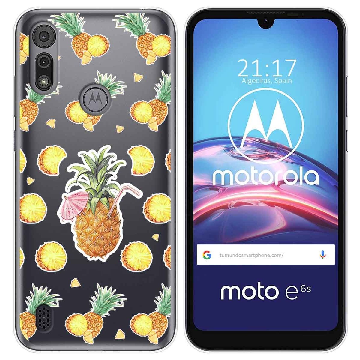 Funda Gel Transparente para Motorola Moto e6s diseño Piña Dibujos