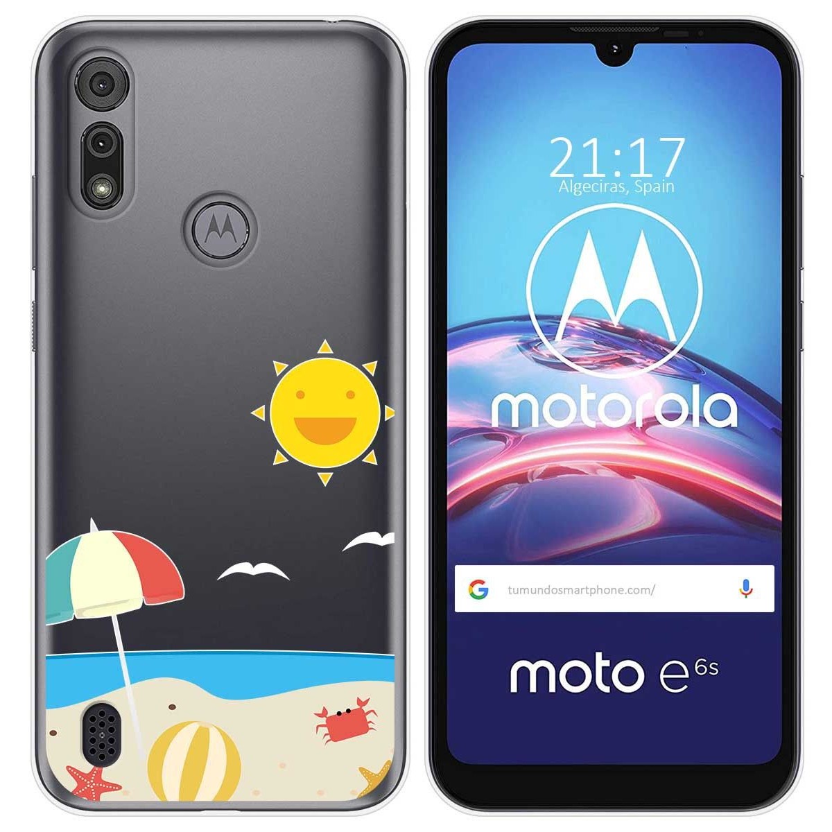 Funda Gel Transparente para Motorola Moto e6s diseño Playa Dibujos