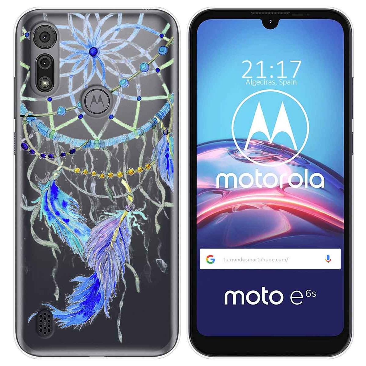 Funda Gel Transparente para Motorola Moto e6s diseño Plumas Dibujos