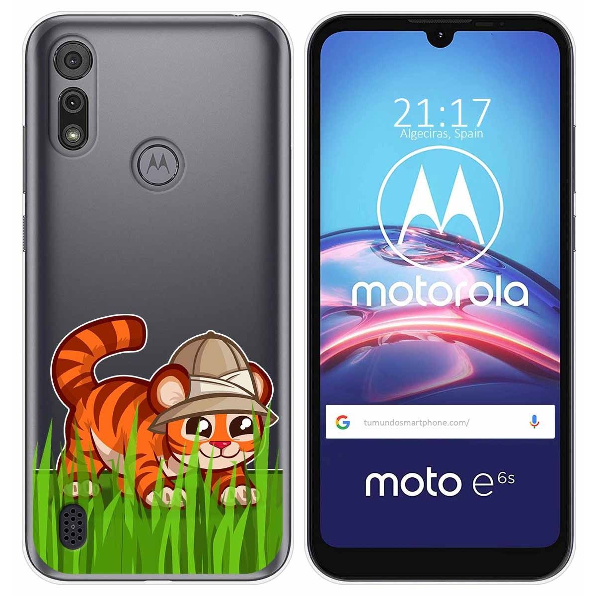 Funda Gel Transparente para Motorola Moto e6s diseño Tigre Dibujos