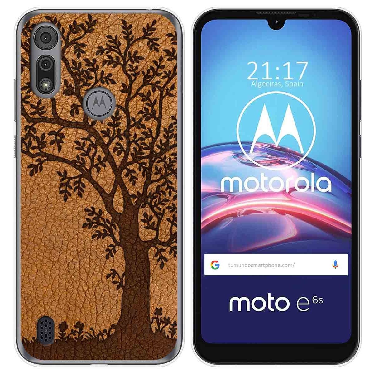 Funda Gel Tpu para Motorola Moto e6s diseño Cuero 03 Dibujos