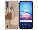 Funda Gel Tpu para Motorola Moto e6s diseño Corazones Madera Dibujos