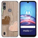 Funda Gel Tpu para Motorola Moto e6s diseño Corazones Madera Dibujos