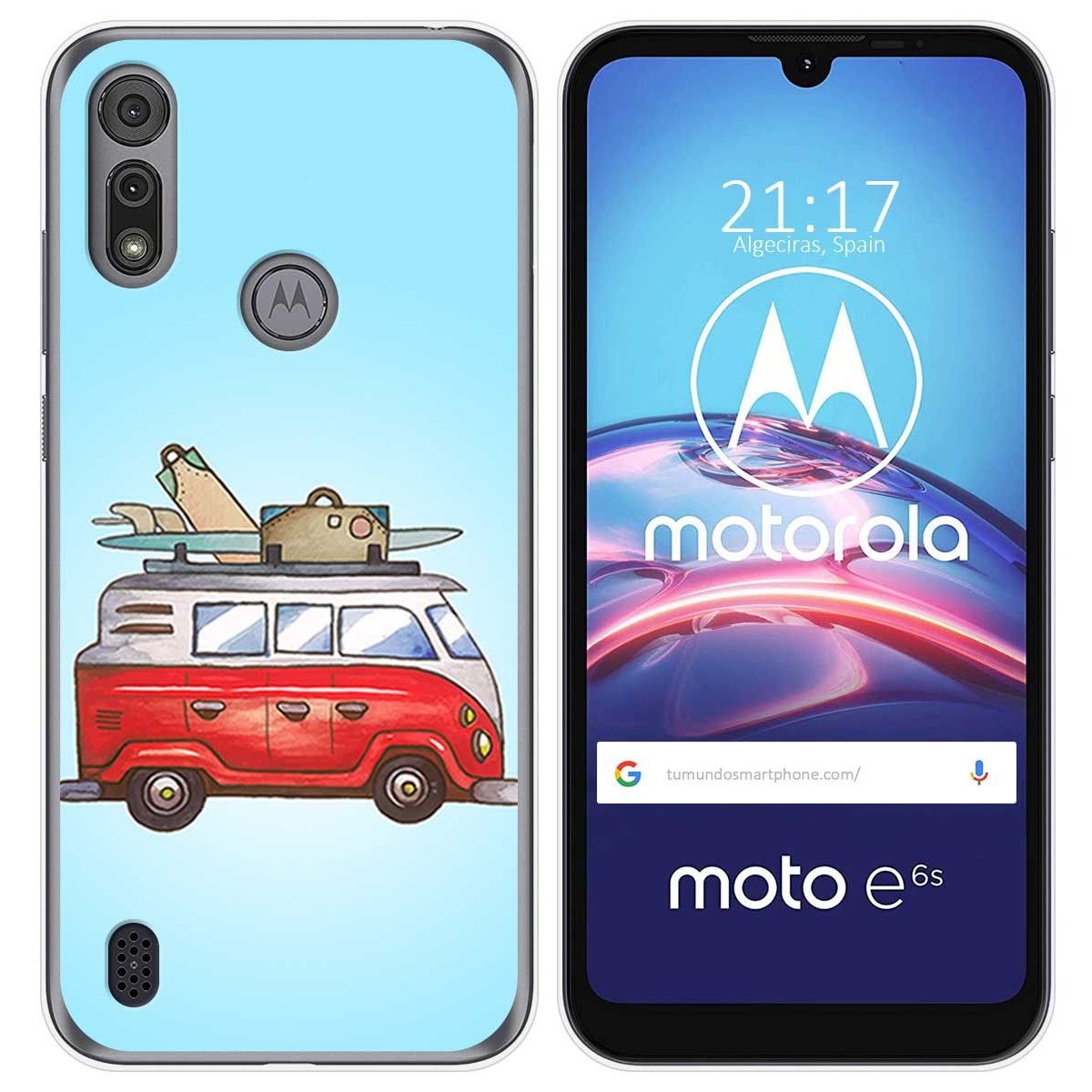 Funda Gel Tpu para Motorola Moto e6s diseño Furgoneta Dibujos