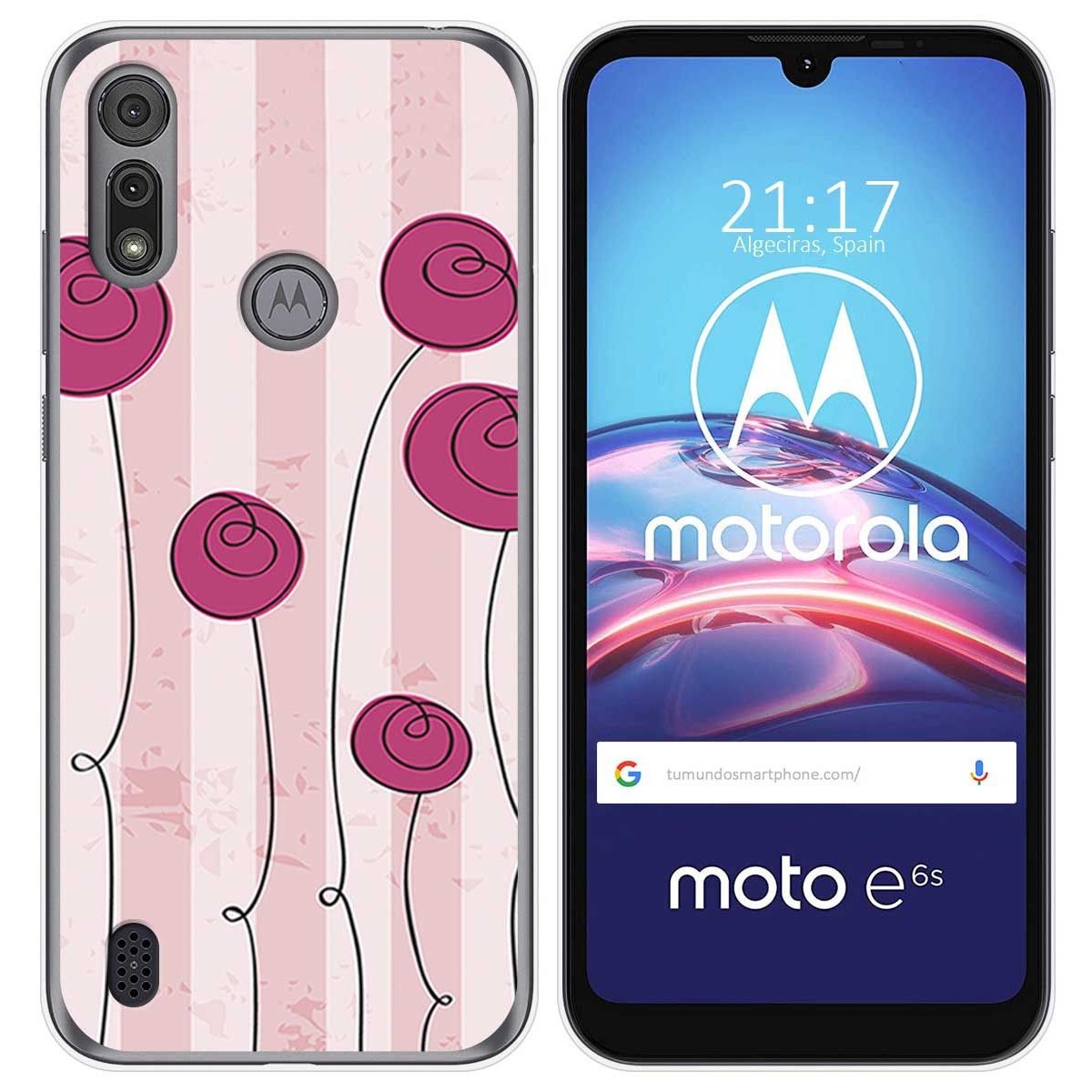 Funda Gel Tpu para Motorola Moto e6s diseño Flores Vintage Dibujos