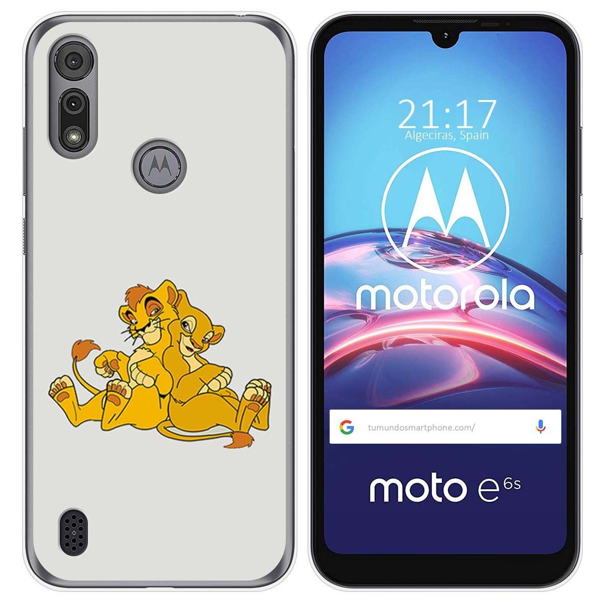 Funda Gel Tpu para Motorola Moto e6s diseño Leones Dibujos
