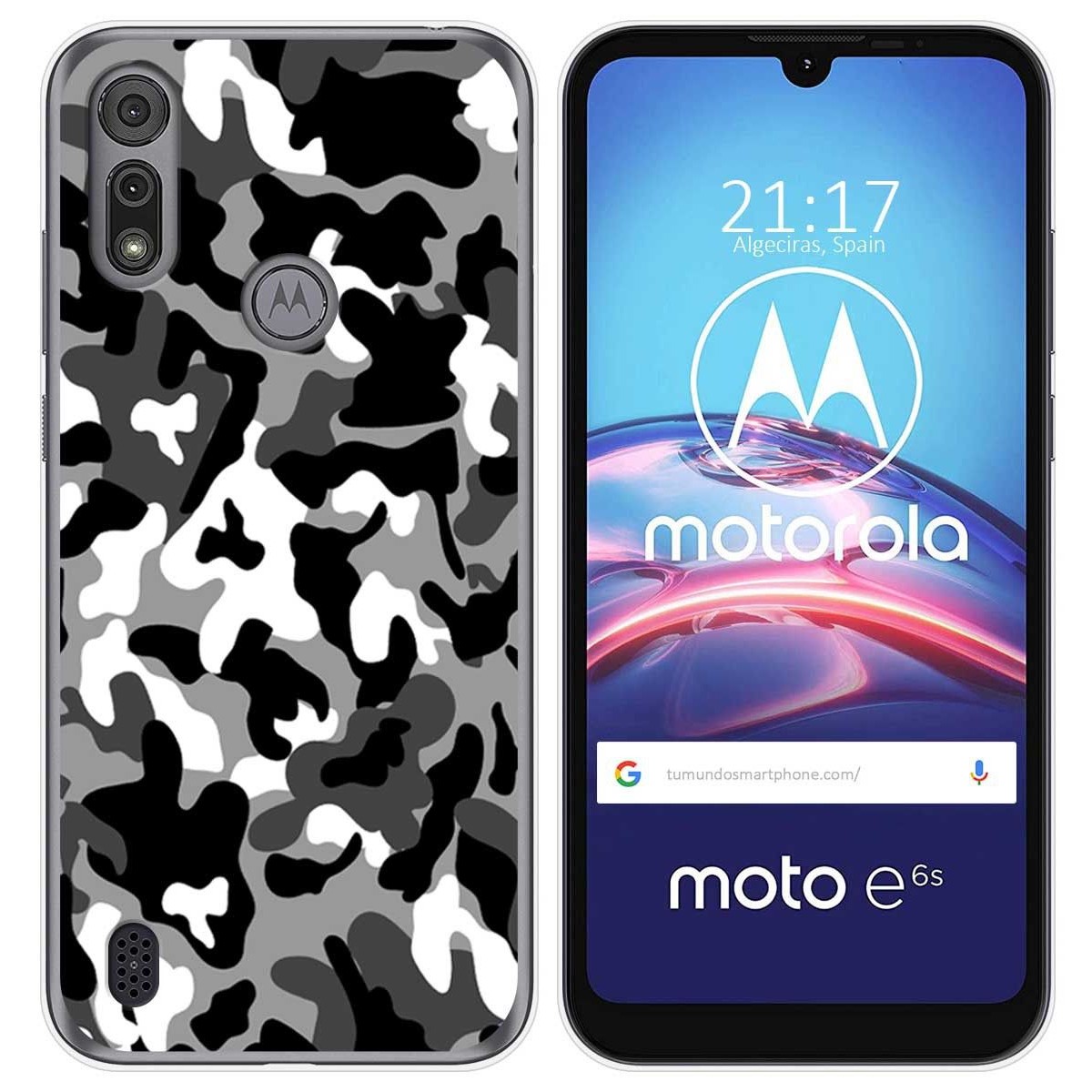 Funda Gel Tpu para Motorola Moto e6s diseño Snow Camuflaje Dibujos