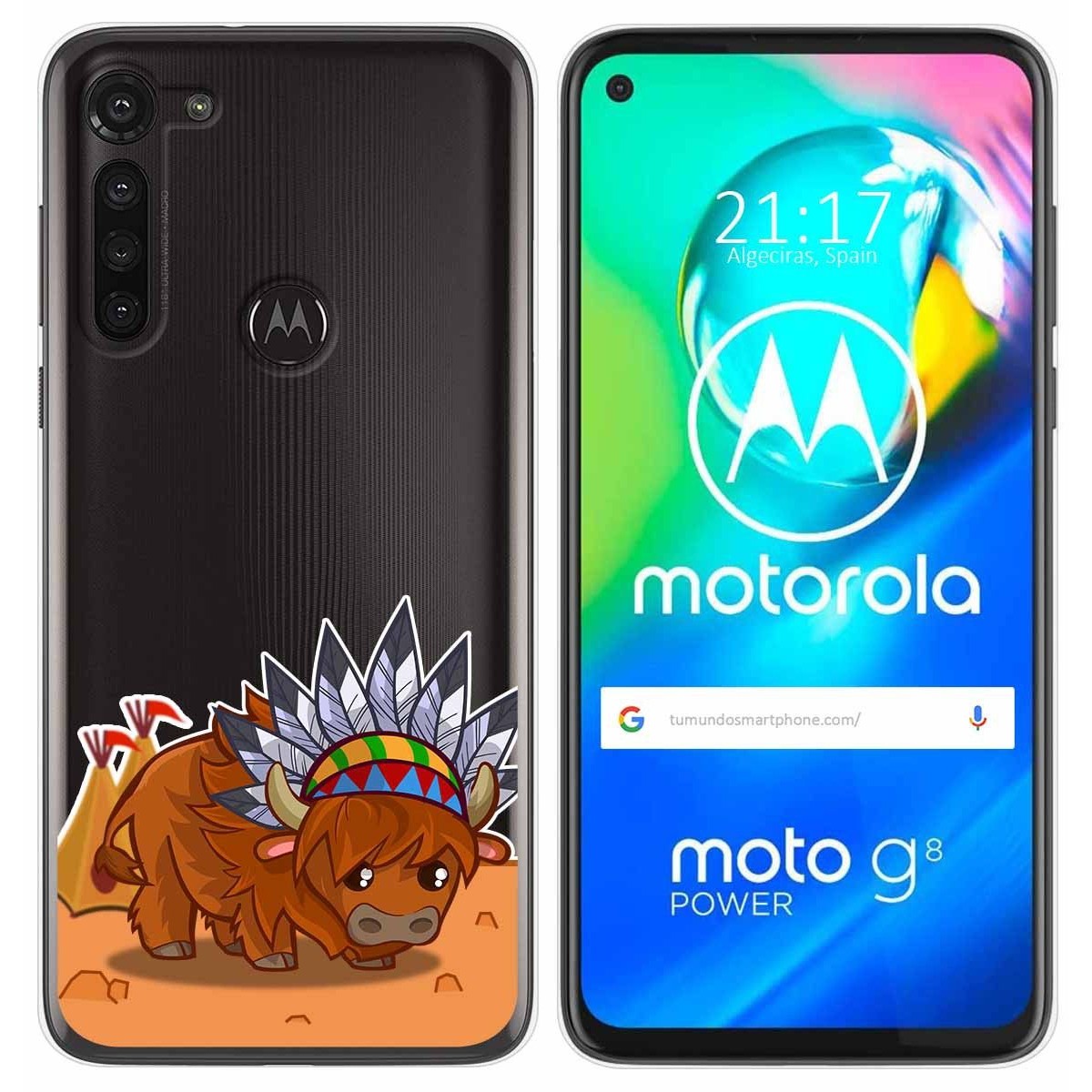 Funda Gel Transparente para Motorola Moto G8 Power diseño Bufalo Dibujos