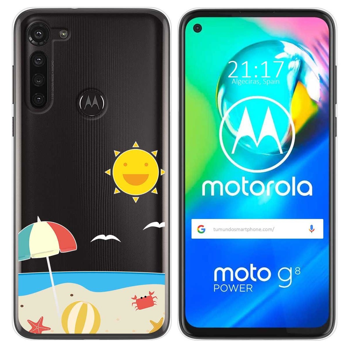 Funda Gel Transparente para Motorola Moto G8 Power diseño Playa Dibujos