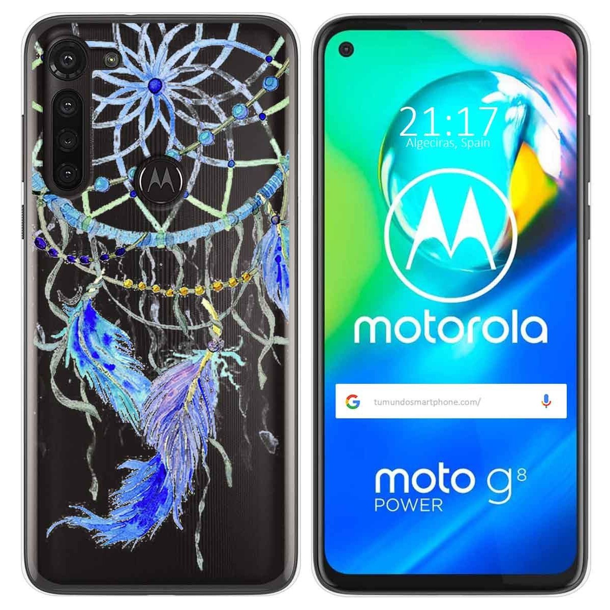Funda Gel Transparente para Motorola Moto G8 Power diseño Plumas Dibujos