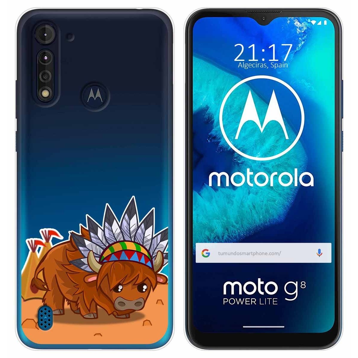 Funda Gel Transparente para Motorola Moto G8 Power Lite diseño Bufalo Dibujos