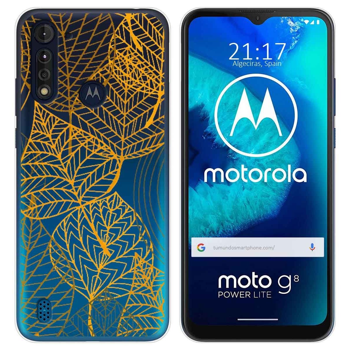 Funda Gel Transparente para Motorola Moto G8 Power Lite diseño Hojas Dibujos
