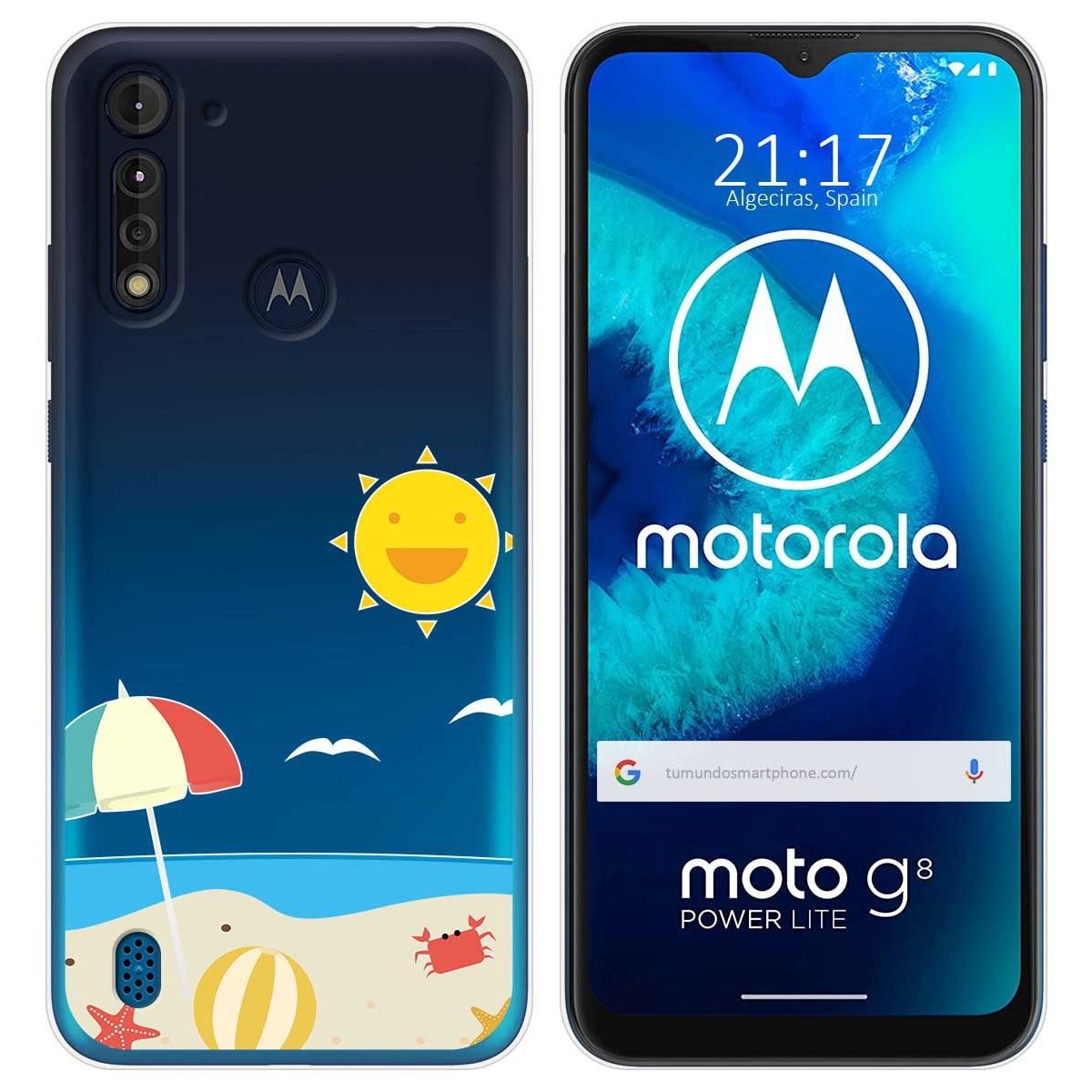 Funda Gel Transparente para Motorola Moto G8 Power Lite diseño Playa Dibujos